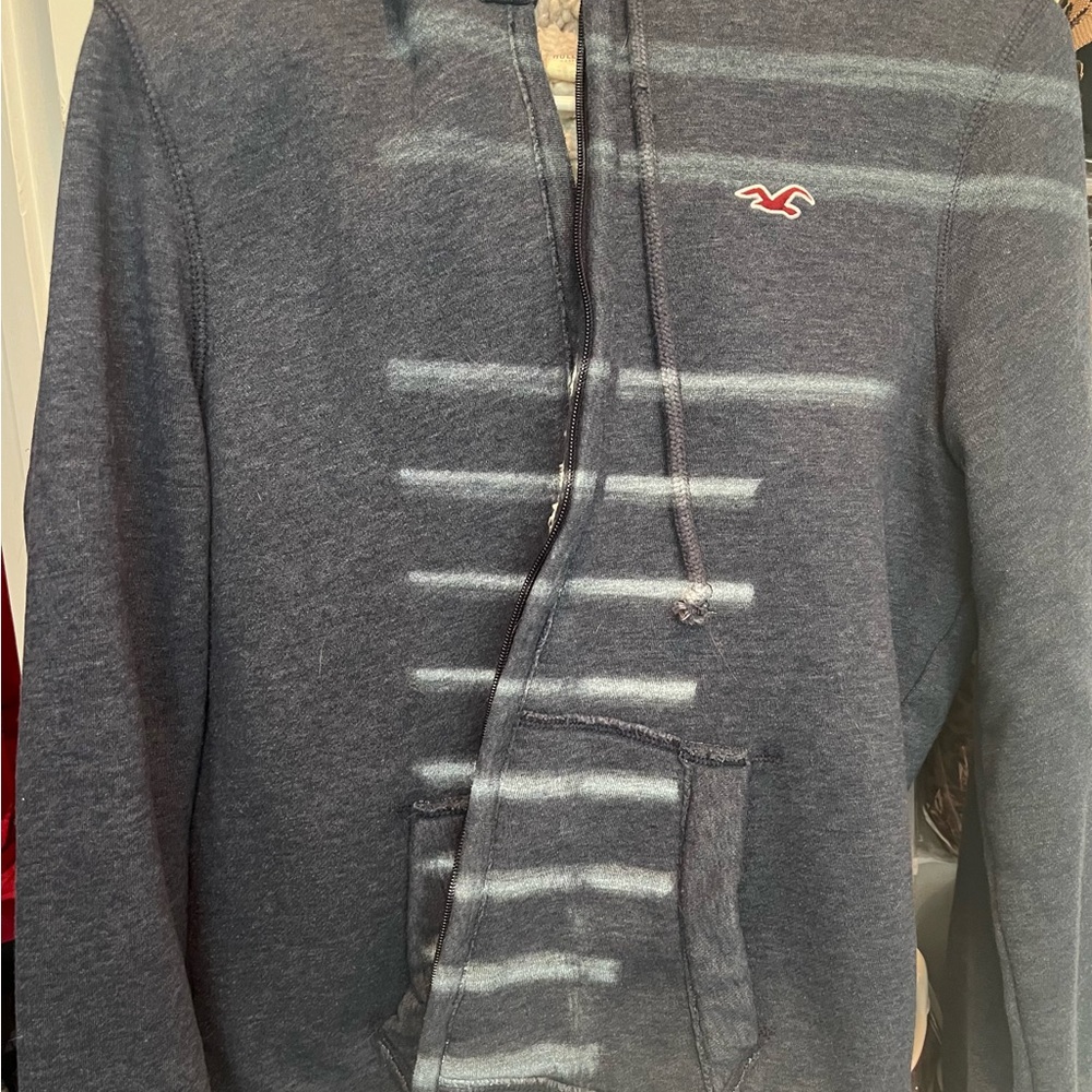 Hollister Women’s Blue Fleece Zip-Up Sweater